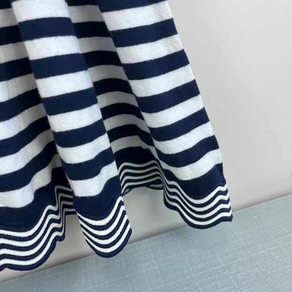 Milly Mini Textured Wave Flare Dress Navy Blue Stripes 7/8 NWT - Picture 3 of 10